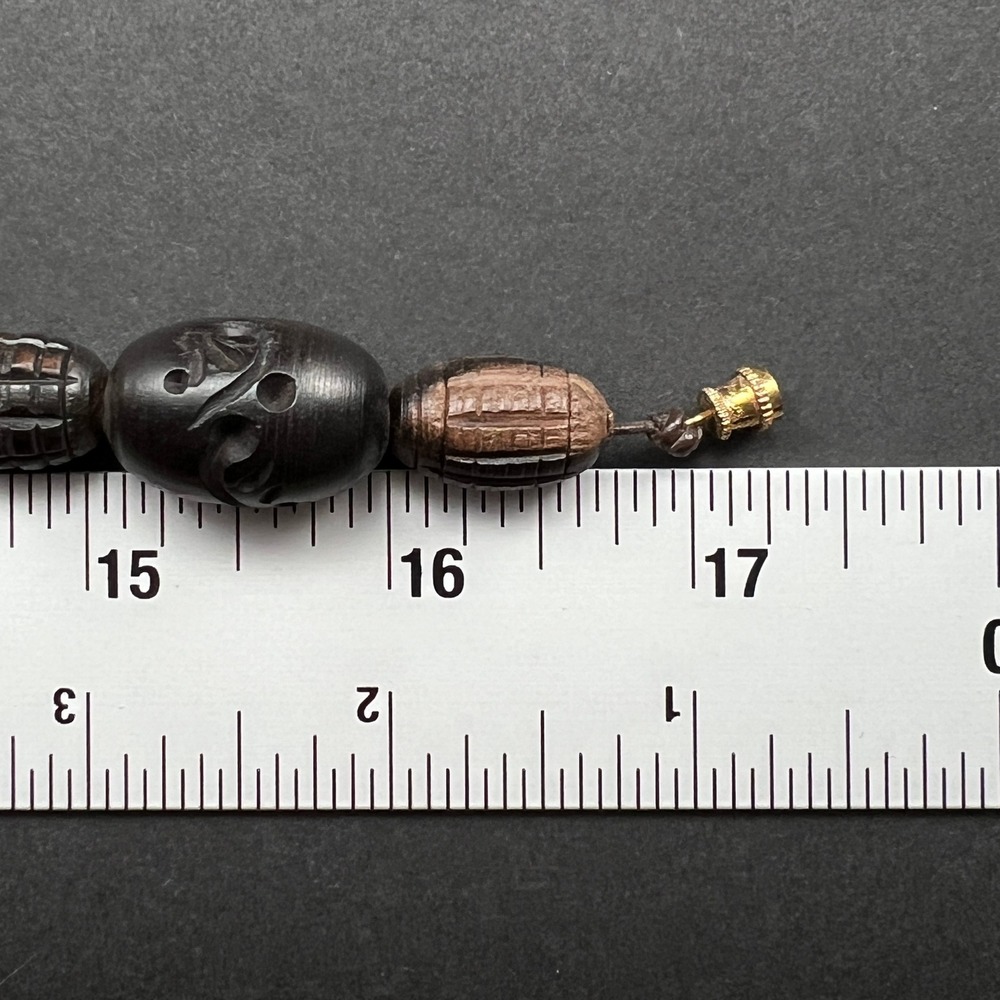 Vintage Beaded Necklace Hand Carved Wood Brown Tribal Boho 17" - Picture 7 of 9